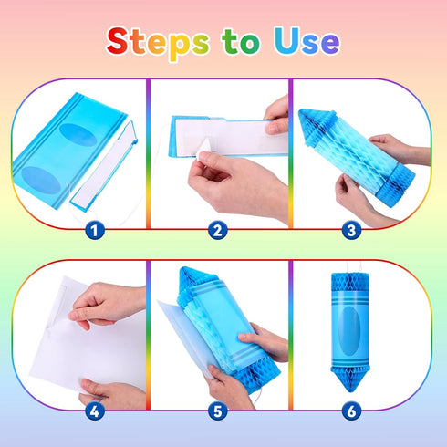 6PCS (6 LIHAO Classroom Decor Back to School Decorations, First Day of School Decorations, Hanging Crayon Pencil