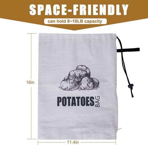 Potato Onion Storage Bag, Washable Fabric Keeper with Drawstring for Pantry, 2 Pack (Potato Onion Bag)