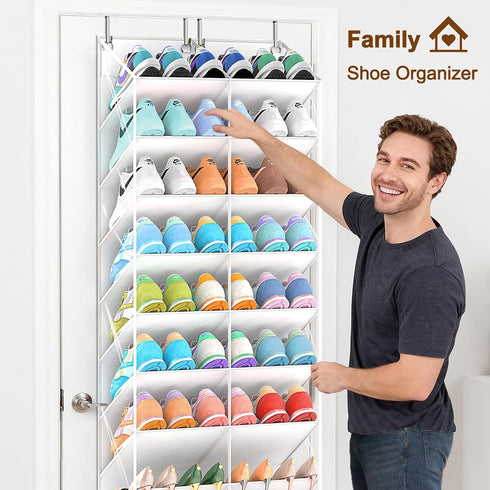20-30 Closet, 10-Tier UVIAHOMI Pairs Over the Door Shoe Organizer, Clear Pockets Hanging Shoe Storage for Door Shoes