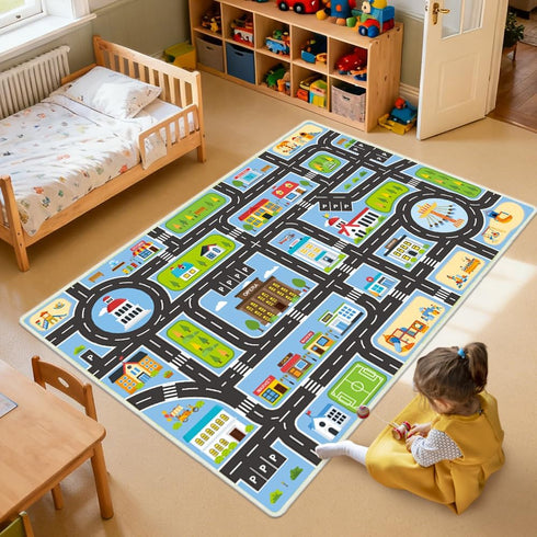 4'x6' 4'x6') Kids Carpet Car Rug Play Mat, Road Rug for Kids, City Life Educational Rugs with Non-Slip Road Traffic Rug