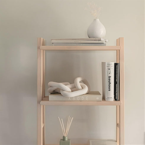 PEAKOLY Wood Chain Link Decor - White Wooden Decorative Objects for Shelves, Coffee Table Sculpture, Book Shelf