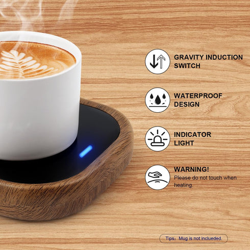 Coffee Mug Warmer, Candle Warmer, Coffee Warmer for Desk Auto Shut Off, Mug Warmer for Coffee, Tea, Beverage, Hot Chocolate, Milk,Wood Grain