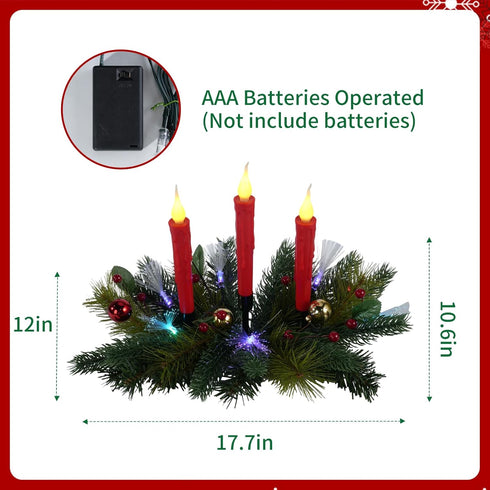 Aokudoni Christmas Decorations: Christmas Table Centerpieces with Artificial Pine Branches Berries Candles Indoor Xmas