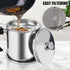 Bacon Grease Container with Strainer - 1.3L Stainless Steel Oil Container for Storing Cooking Grease