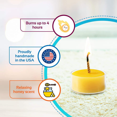PURE PLANT HOME Honey Scented Beeswax Candles - 100% Pure Natural, 10 DRIPLESS Candles, Made in USA