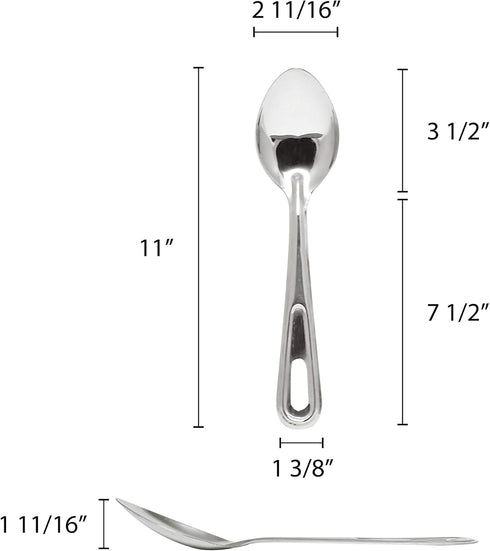 Thunder Group Solid Basting Spoon, 11-Inch with Stainless Steel Handle