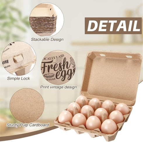 Zhanmai 50 12 Count Dozen 3 4 Pcs Natural Paper Pulp Egg Cartons Blank Bulk Vintage Classical x Style Square Chicken