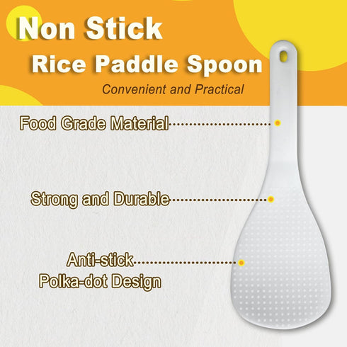 Vonty 2pcs White Plastic Rice Paddle Spoon, 7.5 Inch