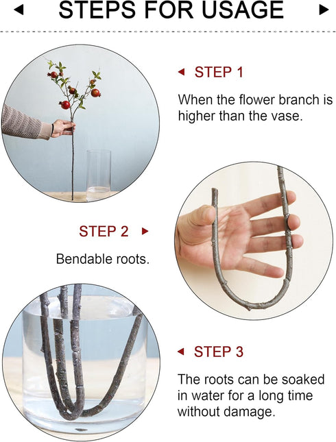 Forlaoers 4pcs 31" Tall Red Berries Pomegranate Faux Plants Stem Fake Tree Branches with Fruits Leaves Artificial