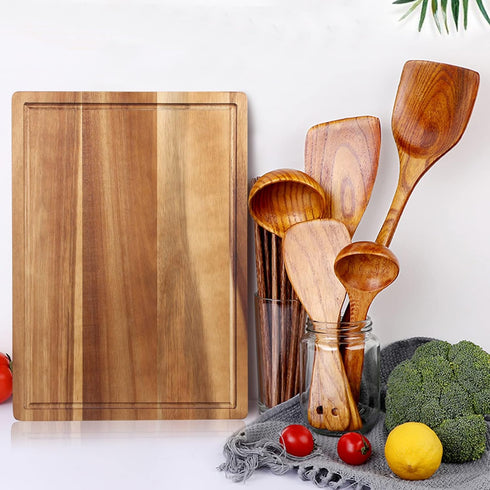 Handmade Acacia Wood Cutting Board, Kitchen Fruit Rectangle Wooden Charcuterie Board, Small Carving Board