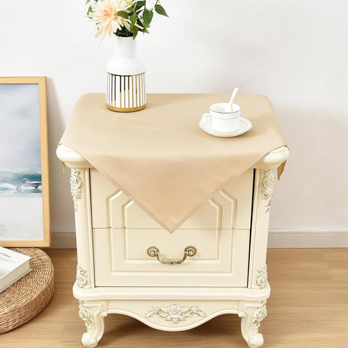 Wolkemer 2 Pack Small Square Beige Tablecloth 24x24 Inch Washable Fabric Table