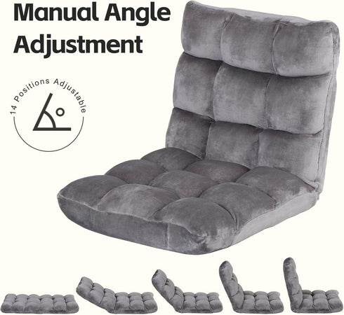 Nouva 14-Position Adjustable Floor Chair Sofa Bed Foldable Cushion Video Gaming Chairs Bean Bag Chair Reading Seating
