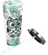Spoontiques Glitter Filled Acrylic Tumbler - 20 oz Glitter Cup with Straw, Double Wall Insulated, BPA Free, Blue Owl