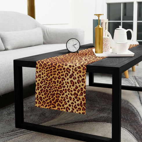 PIEPLE 108 inche Leopard Print Table Runner-Cotton linen-Long Cheetah Print Dresser Scarves,Animal Tablerunner