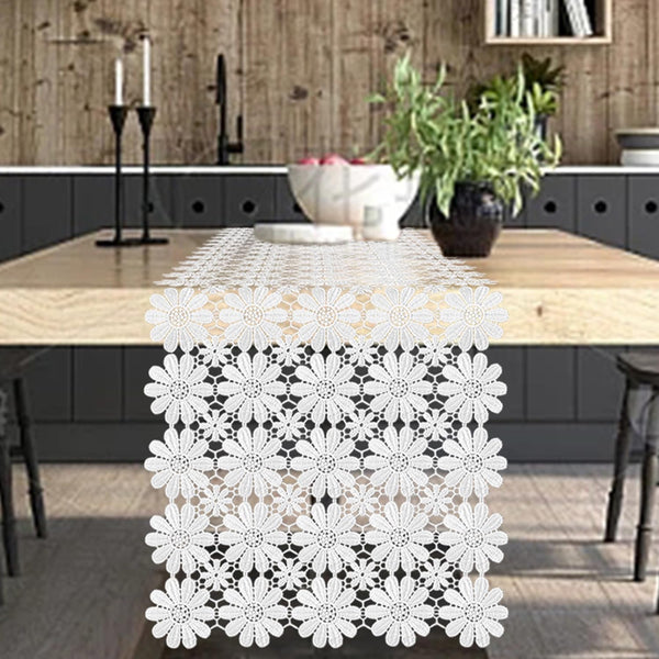 VIJIV Macrame Table Runner 72 Inches Long for Boho Wedding Decor, White