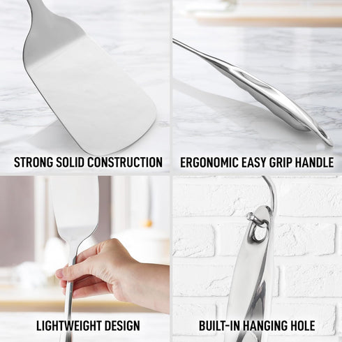 Zulay Kitchen 15" Stainless Steel Cooking Utensil - Durable Kitchen Gadgets, Easy to Clean Metal Accessories
