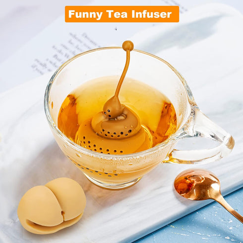 Noviko 2 Pack Butt Poop Tea Infuser, Silicone Cute Tea Infusers for Loose Tea, White Elephant Gift