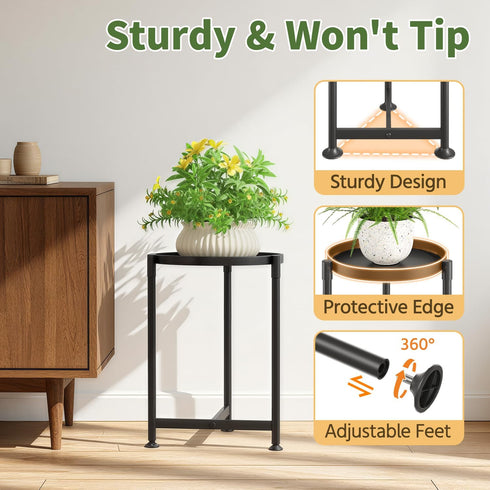 LASZOLA Metal Large Plant Stand for Indoor Plants, Morden Corner Plant Holder Rack, Sturdy Vertical Single Flower Shelf