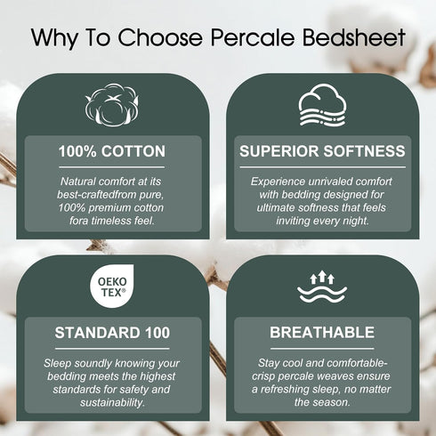 Set 100% 16" Ivellow Twin Sheets Kids Natural Cotton Sheets Soft Breathable Durable Lightweight Crispy Percale Bed