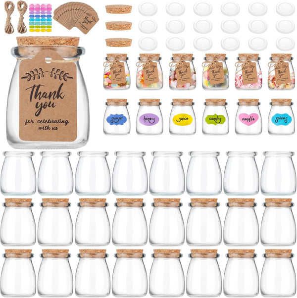 AIXIANG 40 Pack 7 oz Glass Favor Jars with Cork Lid and