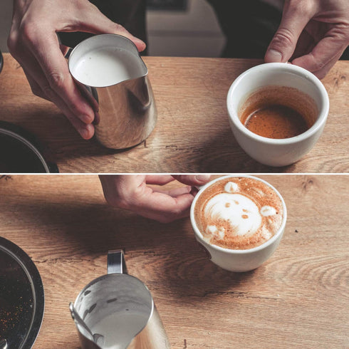 Milk Frothing Pitcher Cup, 12oz/350ML Stainless Steel Steaming Jug for Coffee Latte Art, Barista Accessories