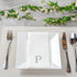 15.8 7.9 Inch 50 Luxenap X Linen-Feel Guest Towels, Lettered Hand Towels - Silver Letter 'P', Sans Serif Font, White