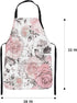 Britimes Apron Home Kitchen Cooking Baking Gardening for Women Men with Pockets Pink Flowers Leaves Watercolor Floral 32x28 inch