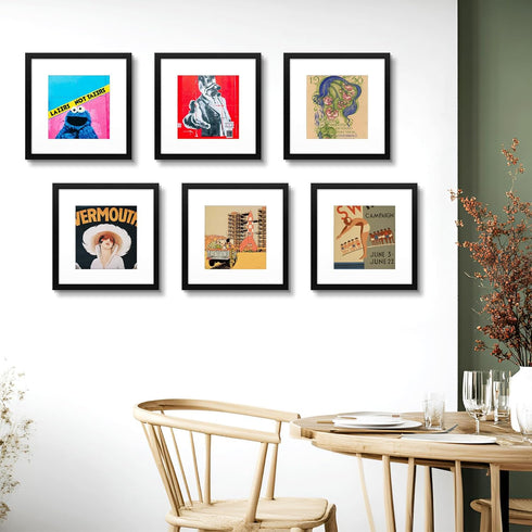 Golden State Art 12x12 Black Frame - Use as 8x8 Picture Frame with White Mat or 12x12 without Mat