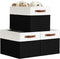 DECOMOMO Cubby Storage Bins, Fabric Storage Cubes for Kallax Shelves with Handles (Black and White, Kallax - 15"L X
