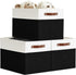 DECOMOMO Cubby Storage Bins, Fabric Storage Cubes for Kallax Shelves with Handles (Black and White, Kallax - 15"L X