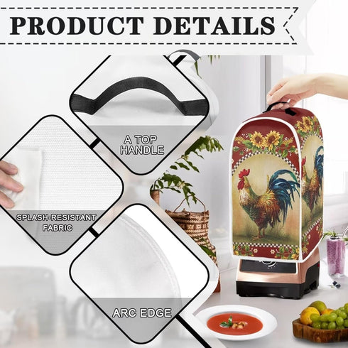 Sunflower Rooster Blender Cover, Fingerprint-proof Dust-proof Protection for Appliances, Waterproof Fabric Case for