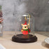 JUXYES Clear Watch Glass Display Dome Cloche With Hook, Dome Cloche with Hook with Wooden Base, Transparent Dome Cloche