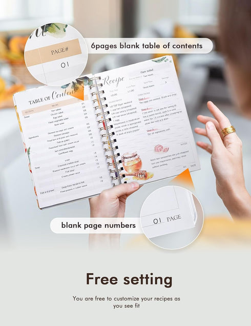 Recipe Book Waterproof Hardcover to Write in Your Recipes, Family Recipe Notebook Holds 120 Recipes