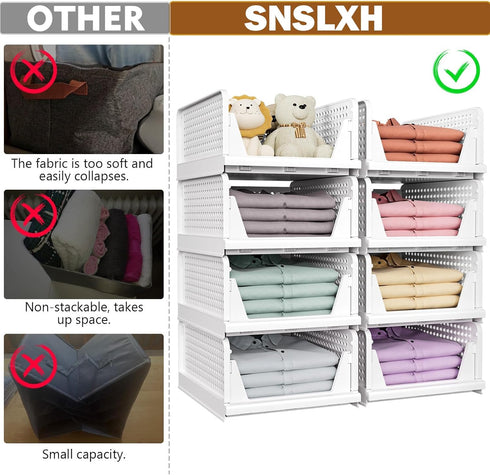 5 Pack Closet Closet SNSLXH Stackable Storage Basket, Multifunctional & Foldable Organizer for Bathroom Kitchen Laundry