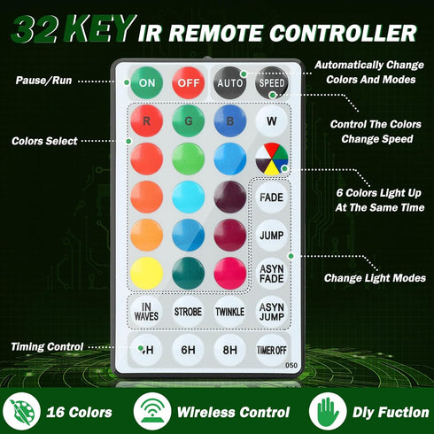 12V moveland LED Car Wreath with Remote Control - RGB Changeable Christmas Wreath for Car Grill - Fits Jeeps Trucks