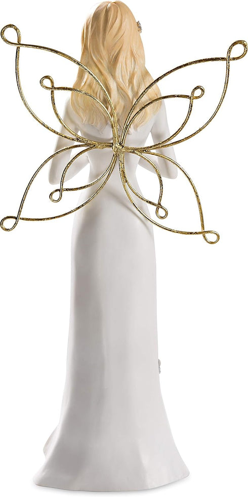 Pavilion - in Loving Memory - 9 Inch White & Gold Angel Figurine