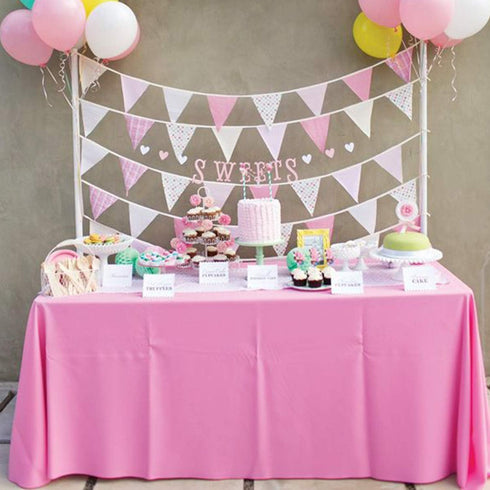 Childom 3 Pack Plastic Tablecloths for Rectangle Tables, 54" x 108", Pink Disposable for Parties