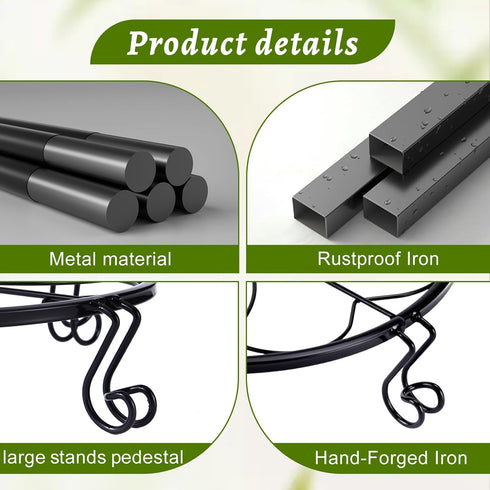 Aivkoif 1/2/4 Pack 10/12 Inch (10IN2PCS) Heavy Duty Iron Plant Stands - Rustproof Metal Flower Pot Holder for Indoor