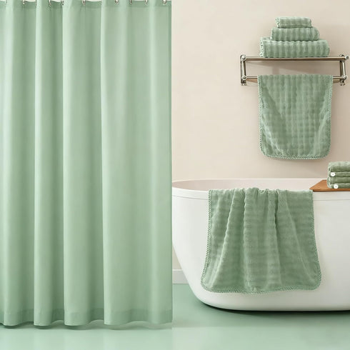 COZYART Sets 8 3D Set 2 2 2 2 Lint Free Towel Pcs Sage Green, Thick, Super Soft, Absorbent & Quick Dry Microfiber