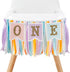 Q&High Life Rainbow High Chair Banner for 1st Birthday - Macaron Color "ONE" Garland