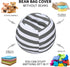 Miaowater 2 PCS Stuffed Animal Storage Bean Bag Chair Cover, Cotton Canvas with Zipper, Grey 24"