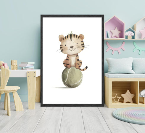 Generic Baby Boy Animals Nursery Wall Art Sport Theme Nursery Painting Picture Wall Decor Cute Lion Hippo Tiger Giraffe