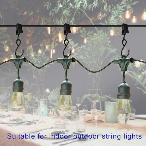 Stainless Steel S Hooks Curtain Clips, 50 Pack Hanging Party Lights Clips Hangers for Photo, Art Craft Display, 2.4