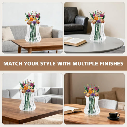 Xykzra Set Vase for Lego Flowers Bouquet Upgraded, Acrylic Display Holder Compatible with Lego Botanical Collections