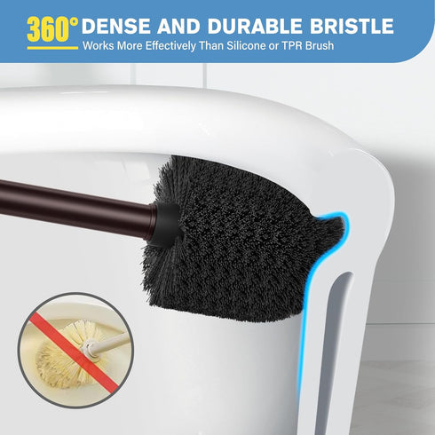 Set (2Pcs UPTRONIC Toilet Brush, Aluminum Alloy Toilet Brush and Holder with Long Handle Durable Bristles Toilet Bowl