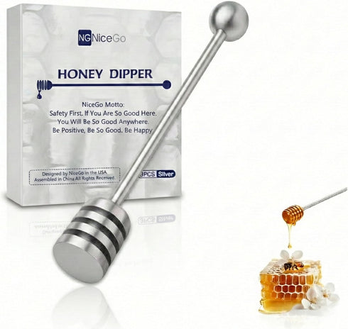 NiceGo Honey Dipper. Premium 304 Stainless Steel Honey Dipper Set, 6.3 Inch