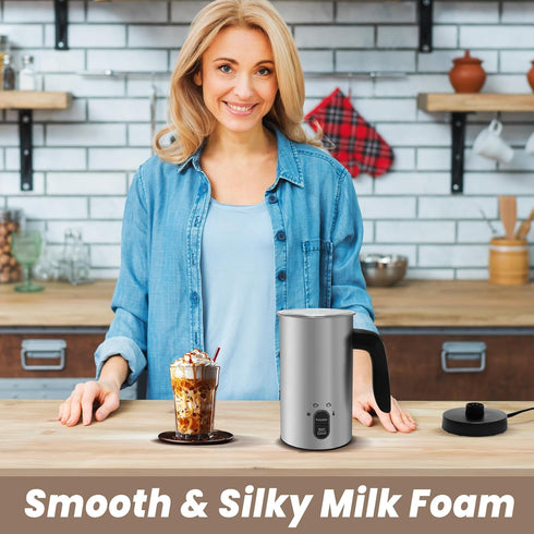 TUMIDY Foamer,4 1 Milk Frother Electric, Coffee Frother, Warm and Cold Milk IN Automatic Milk Warmer Stainless Steel