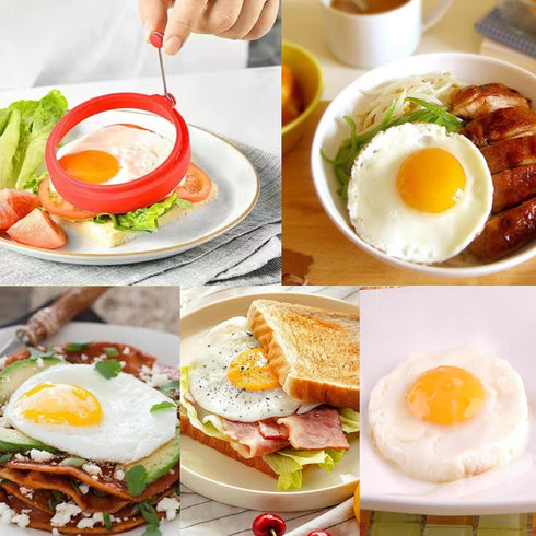 YOLCAR Set, 4Pack Egg Ring Silicone Egg Ring Molds, Fried Egg Rings and Non-stick Egg Cooker Ring, Multicolor