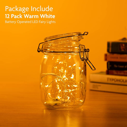 12 Pack 7ft 20 Fairy Lights Battery Operated String Lights, Led Fairy String Lights, Waterproof Copper Wire Firefly