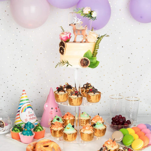 YestBuy 3 Tier Round Cupcake Stand - Acrylic Cake Stand for 23 Cupcakes - Premium Holder for Pastry Parties